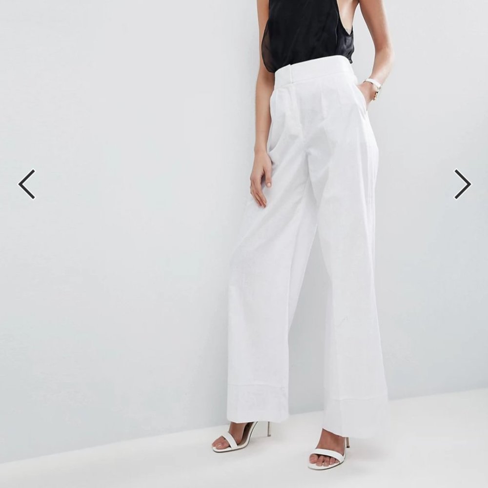 ASOS White linen wide leg pants, US 10